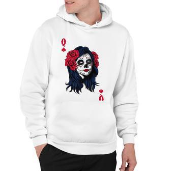 Halloween Sugar Skull With Red Floral Halloween Gift By Mesa Cute Hoodie | Favorety UK