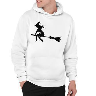 Halloween Young Scary Witch On Broom Pattern Hoodie | Favorety CA