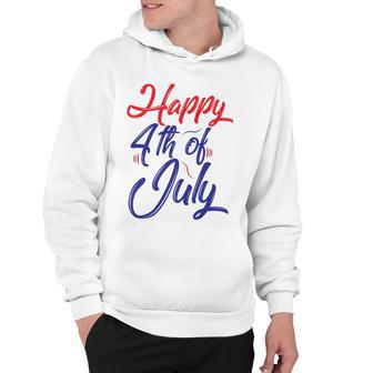 Happy 4Th Of July Dark Red Blue Text Hoodie | Favorety