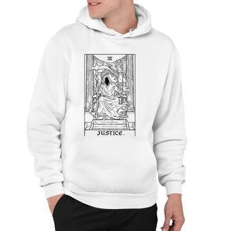 Justice Tarot Card Grim Reaper Halloween Horror Occult Goth Hoodie | Mazezy