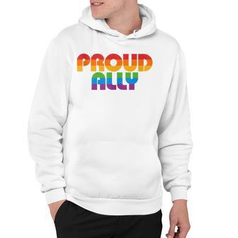Lgbtq Proud Ally Lesbian Gay Pride Lgbt Ally Rainbow Vintage Hoodie - Thegiftio UK