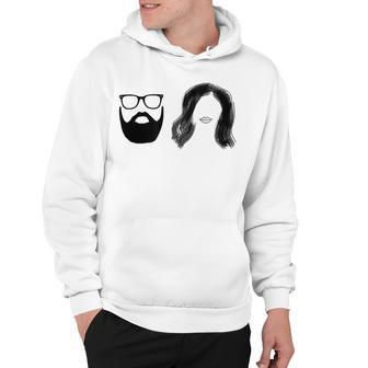 Man With Beard And Glasses With Woman Wavy Hair Hoodie | Favorety UK