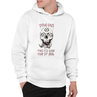 Marcos Alvarado Three Eyes Two To Look One To See Skull Hoodie | Mazezy