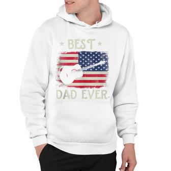 Mens Best Dad Ever Guitar 4Th Of July American Flag Hoodie - Seseable