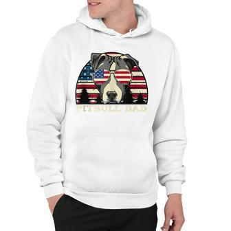 Mens Best Pitbull Dad American Flag 4Th Of July Dog Lover Hoodie - Seseable