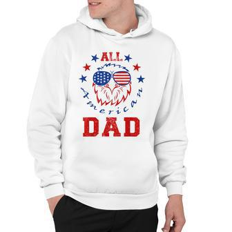 Mens Fathers Day Patriotic Eagle All American Dad 4Th Of July Hoodie - Seseable