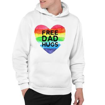 Mens Free Dad Hugs Rainbow Heart Flag Gay Lgbt Pride Month Hoodie | Mazezy