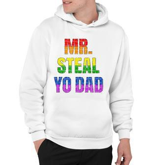 Mens Mister Steal Your Dad Gay Pride Jokes Hoodie | Mazezy