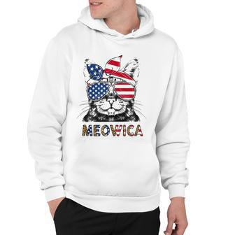 Meowica 4Th Of July Cat American Flag Patriotic Cat Lovers Hoodie | Mazezy
