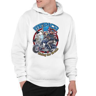 Merica Funny 4Th Of July Washington Lincoln Biker Gift Hoodie - Thegiftio UK