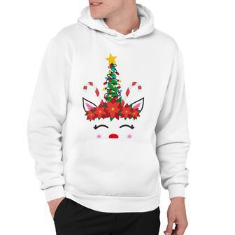 New Christmas Unicorn Face Santicorn Poinsettia Crown Cute V2 Hoodie | Favorety