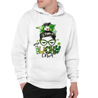 One Lucky Cna Messy Bun Shamrocks St Patricks Day Hoodie | Favorety DE