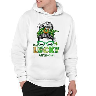 One Lucky Grammy Messy Bun Leopard St Patricks Day Hoodie | Favorety CA