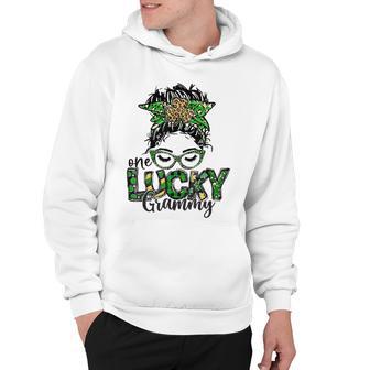 One Lucky Grammy St Patricks Day Messy Bun Leopard Hoodie | Favorety UK