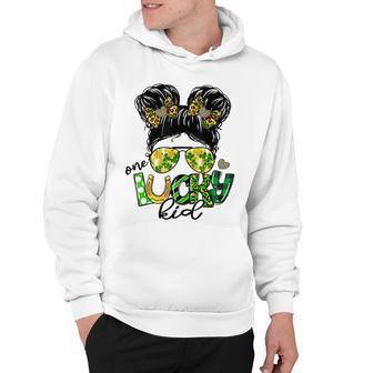 One Lucky Kid Messy Bun Shamrock St Patricks Day Hoodie | Favorety UK