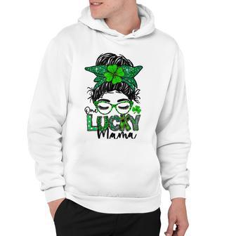 One Lucky Mama Messy Bun Shamrock St Patricks Day Hoodie | Favorety CA