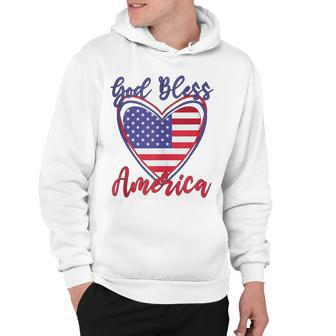 Patriotic 4Th Of July Heart For Women Cute God Bless America Hoodie - Seseable