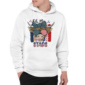 Patriotic Oh My Stars Highland Cow With 4Th July Hoodie - Seseable