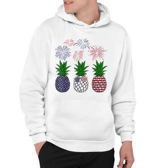 Red White Blue Pineapple Usa Flag Firework 4Th Of July Hoodie - Seseable