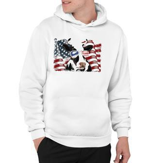 Retro Dairy Cow American Flag 4Th Of July Animals Lover Hoodie | Mazezy