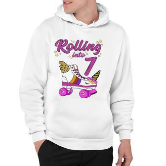 Rolling Into 7Th Birthday Unicorn Roller Skate Party Hoodie | Mazezy
