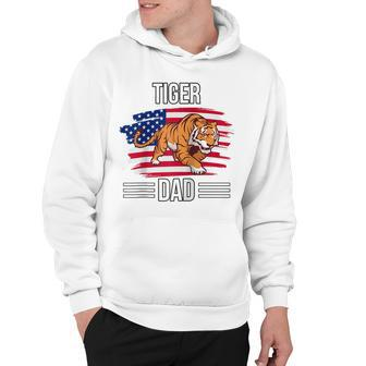 Tiger Us Flag 4Th Of July Fathers Day Tiger Dad Hoodie - Seseable