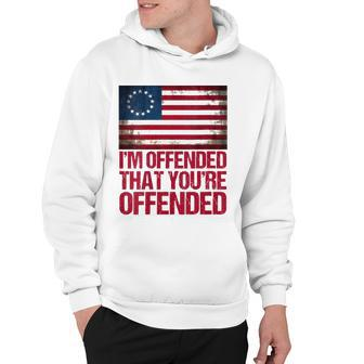 Womens Old Glory Betsy Ross Im Offended That Youre Offended V-Neck Hoodie | Mazezy