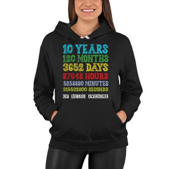 10 Years Of Being Awesome Happy 10Th Birthday Ten Countdown Women Hoodie | Mazezy