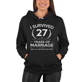 27Th Wedding Anniversary Gifts Couples Husband Wife 27 Years V2 Women Hoodie - Monsterry