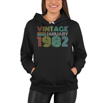 40Th Birthday Vintage January 1982 Forty Years Old Women Hoodie - Seseable