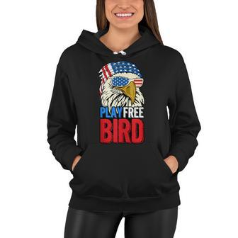 4Th Of July American Flag Bald Eagle Mullet Play Free Bird Women Hoodie - Seseable