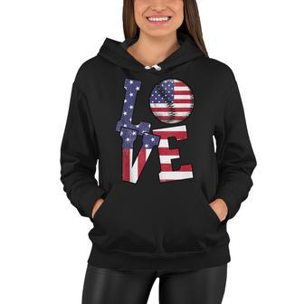 4Th Of July Love Baseball Patriotic Usa Flag For Dad Mom Women Hoodie - Seseable