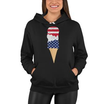 4Th Of July Patriotic Ice Cream For Independence Day Women Hoodie - Seseable
