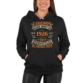96Th Birthday Tee Vintage Legends Born In 1926 96 Years Old Women Hoodie | Mazezy