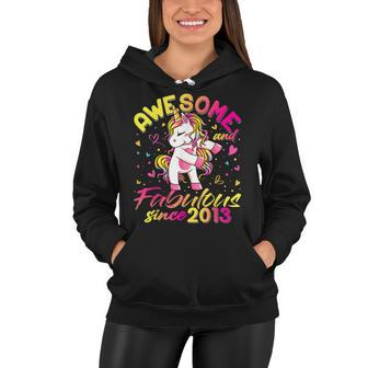 9Th Birthday 9 Year Old Girl Flossing Unicorn Party V2 Women Hoodie - Seseable