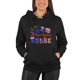 All American Nurse 4Th Of July Nurse Stethoscope Sunglasses Women Hoodie - Seseable