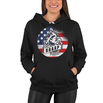 American Flag Braap Motorbike Patriotism Gift Women Hoodie - Seseable