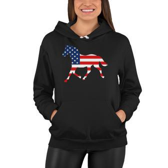 American Patriotic Horse Usa Flag July 4Th Gift Equestrian Women Hoodie | Mazezy DE