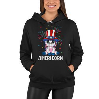 Americorn Unicorn 4Th Of July Girls Mericorn Merica Women Hoodie - Seseable
