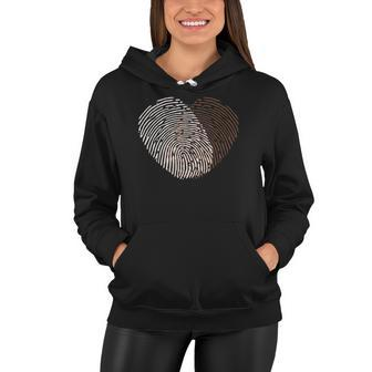 Black White Fingerprint Anti-Racism Blm Equality Africa Gift Women Hoodie | Mazezy
