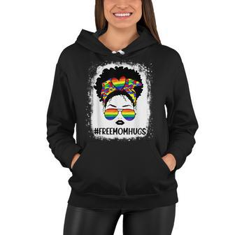 Black Womens Free Mom Hugs Messy Bun Lgbt Pride Rainbow Women Hoodie | Mazezy CA