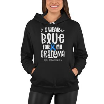 Blue Ribbon For Grandma Disease Als Awareness Family Cure Women Hoodie | Mazezy
