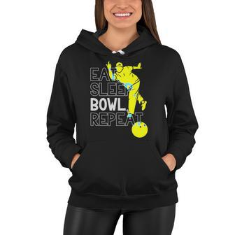 Bowling Eat Sleep Bowl Repeat Women Hoodie | Mazezy