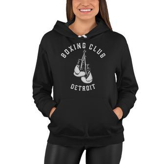 Boxing Club Detroit Distressed Gloves Women Hoodie | Mazezy