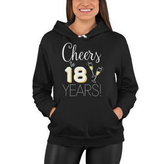 Cheers To 18 Years Married Couple Champagne Anniversary 2022 Wine Lover Gift Women Hoodie | Mazezy CA