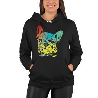 Colorful French Bulldog Face Frenchie Dog Lover Owner Gift Women Hoodie | Mazezy