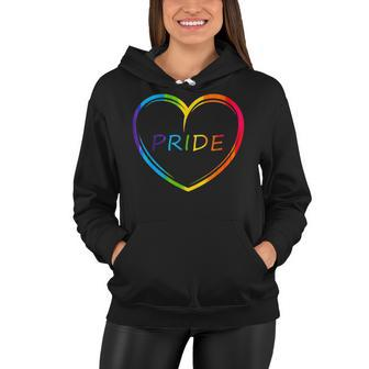 Cute Pride Heart Lgbtq Lesbian Rainbow Apparel Gay Pride Women Hoodie - Thegiftio UK