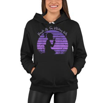 Dandelion Purple Up For Military Kids Month Army Child Women Hoodie - Seseable