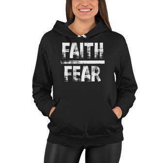 Distressed Faith Over Fear Believe In Him Women Hoodie | Mazezy
