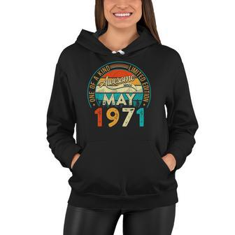 Distressed Vintage Awesome Since May 1971 51 Years Old Women Hoodie | Mazezy